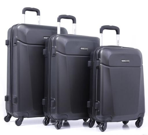 طقم حقائب سفر 3 حقائب مادة ABS بعجلات دوارة (20 ، 24 ، 28) بوصة أسود PARA JOHN - Hardside 3 Pcs Trolley Luggage Set, Black