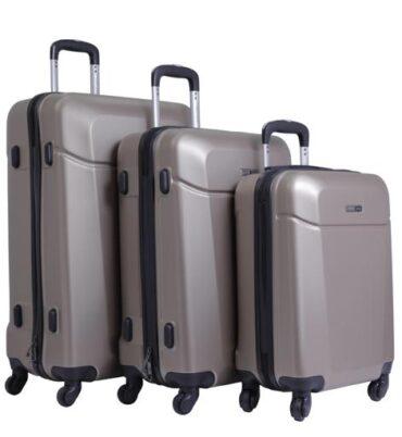 طقم حقائب سفر 3 حقائب مادة ABS بعجلات دوارة (20 ، 24 ، 28) بوصة بيج PARA JOHN - Hardside 3 Pcs Trolley Luggage Set, Champagne