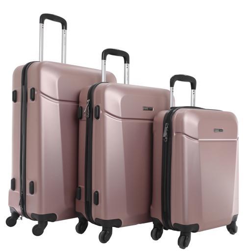 طقم حقائب سفر 3 حقائب مادة ABS بعجلات دوارة (20 ، 24 ، 28) بوصة ذهبي وردي PARA JOHN - Hardside 3 Pcs Trolley Luggage Set, Rosegold - SW1hZ2U6NDM3MjMx