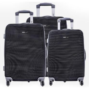 طقم حقائب سفر 3 حقائب مادة ABS بعجلات دوارة (20 ، 24 ، 28) بوصة أسود PARA JOHN - Abs Rolling Trolley Luggage Set, Black