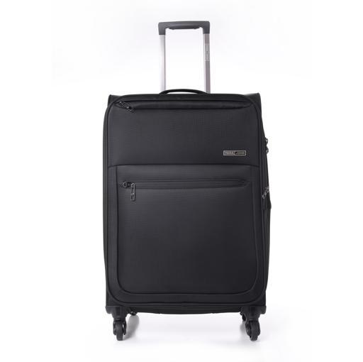طقم حقائب سفر 3 حقائب نايلون بعجلات دوارة (20 ، 24 ، 28) بوصة أسود PARA JOHN - Polyester Soft Trolley Luggage Set , Black - SW1hZ2U6NDM4MDUx