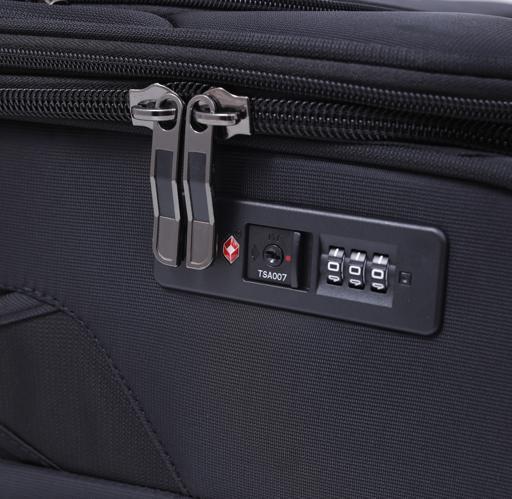 طقم حقائب سفر 3 حقائب مادة بوليستر بعجلات دوارة (20 ، 24 ، 28) بوصة أسود PARA JOHN - Polyester Soft Trolley Luggage Set, Black - SW1hZ2U6NDM4MDc0