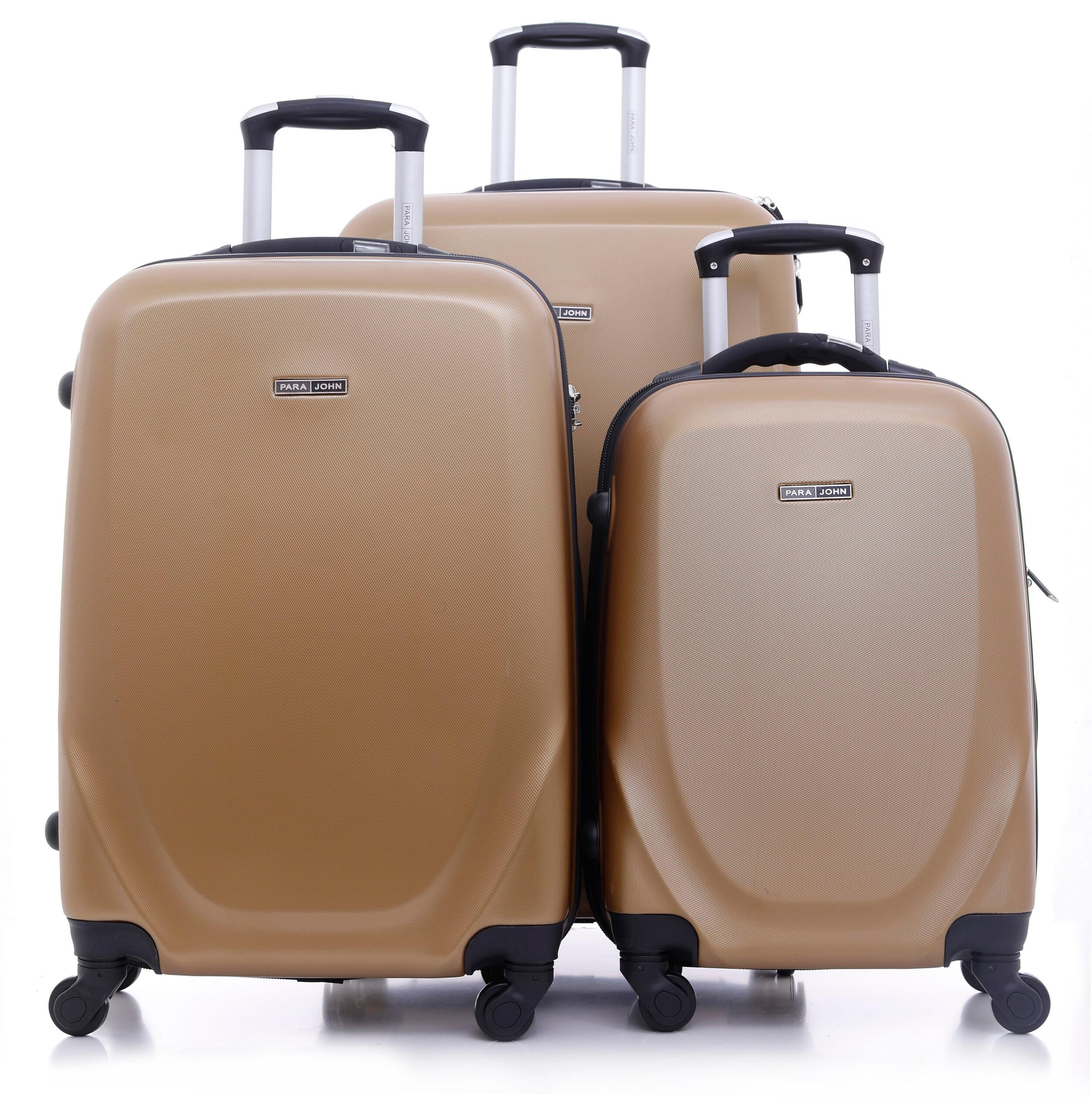 طقم حقائب سفر 3 حقائب بعجلات دوارة (20 ، 24 ، 28) بوصة ذهبي PARA JOHN - 3 Pcs Travel Luggage Suitcase - ABS Hard Shell Luggage (20'' 24'' 28'')