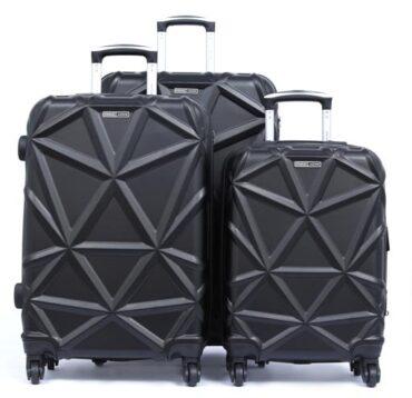 طقم حقائب سفر 3 حقائب مادة ABS بعجلات دوارة (20 ، 24 ، 28) بوصة أسود PARA JOHN - Matrix 3 Pcs Trolley Luggage Set, Black