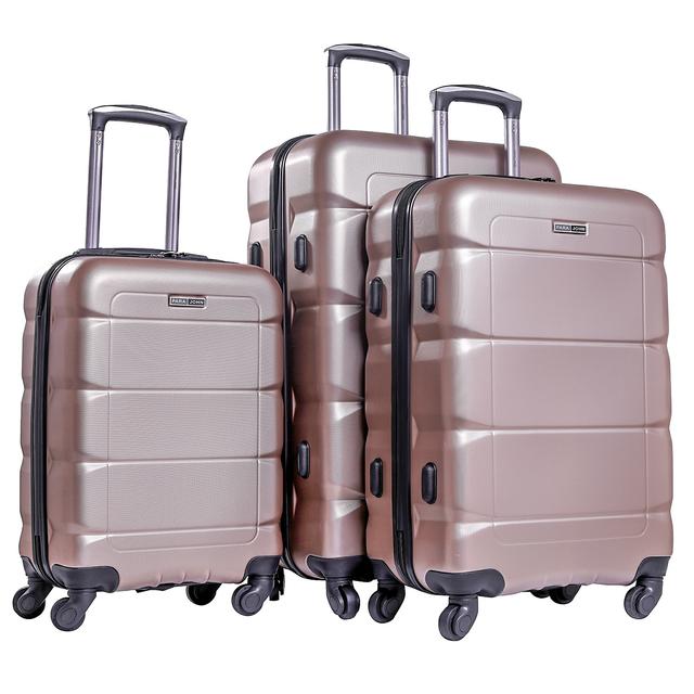 طقم حقائب سفر 3 حقائب مادة ABS بعجلات دوارة (20 ، 24 ، 28) بوصة ذهبي برونزي PARA JOHN - Sphinx 3 Pcs Trolley Luggage Set, Champagne - SW1hZ2U6NDM3MzM5