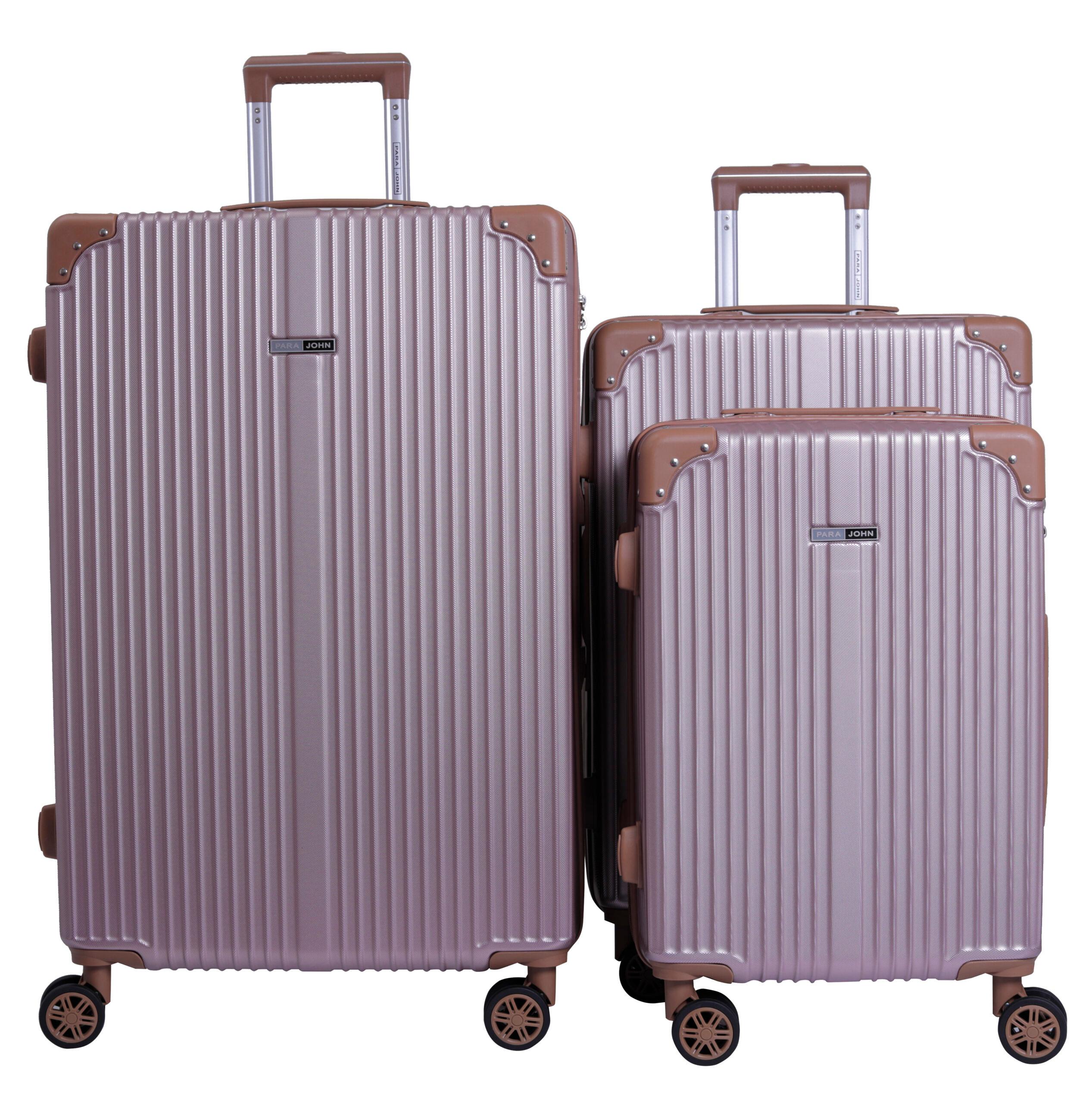 طقم حقائب سفر 3 حقائب بعجلات دوارة (20 ، 24 ، 28) بوصة مادة PP بني فاتح PARA JOHN - Travel Luggage Suitcase Set of 3 - Trolley Bag, Carry On Hand Cabin Luggage Bag - Lightweight (20 ، 24 ، 28) inch