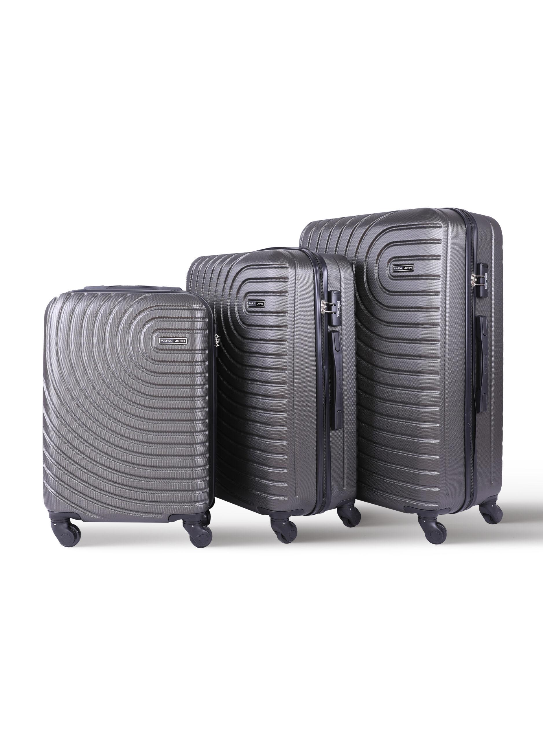 مجموعة شنط سفر 3 قطع قياس 20 و 24 و 28 بوصة لون رمادي PARA JOHN 3-Piece Hard side ABS Luggage Trolley Set
