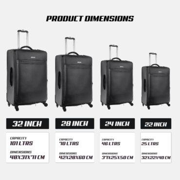 طقم حقائب سفر دوارة 4 حقائب (16 ، 20 ، 24 ، 28) بوصة ABS أسود PARA JOHN - 4 Pcs Travel Luggage Suitcase Trolley Set - PVC Leather Cabin Trolley Bag – Cabin size suitcase for Business Travellers - (16 ، 20 ، 24 ، 28) inch
