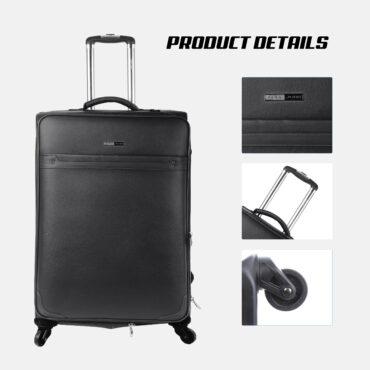 طقم حقائب سفر دوارة 4 حقائب (16 ، 20 ، 24 ، 28) بوصة ABS أسود PARA JOHN - 4 Pcs Travel Luggage Suitcase Trolley Set - PVC Leather Cabin Trolley Bag – Cabin size suitcase for Business Travellers - (16 ، 20 ، 24 ، 28) inch
