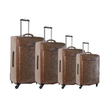 طقم حقائب سفر دوارة 4 حقائب (16 ، 20 ، 24 ، 28) بوصة ABS بني PARA JOHN – 4 Pcs Travel Luggage Suitcase Trolley Set – PVC Leather Cabin Trolley Bag – Cabin size suitcase for Business Travellers – (16 ، 20 ، 24 ، 28) inch