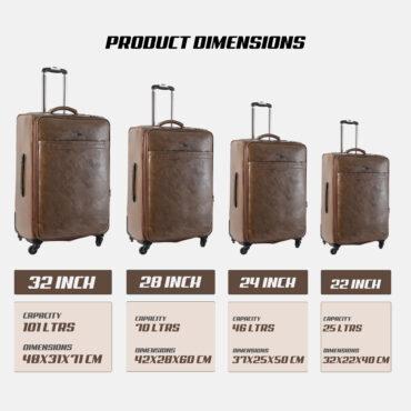 طقم حقائب سفر دوارة 4 حقائب (16 ، 20 ، 24 ، 28) بوصة ABS بني PARA JOHN – 4 Pcs Travel Luggage Suitcase Trolley Set – PVC Leather Cabin Trolley Bag – Cabin size suitcase for Business Travellers – (16 ، 20 ، 24 ، 28) inch