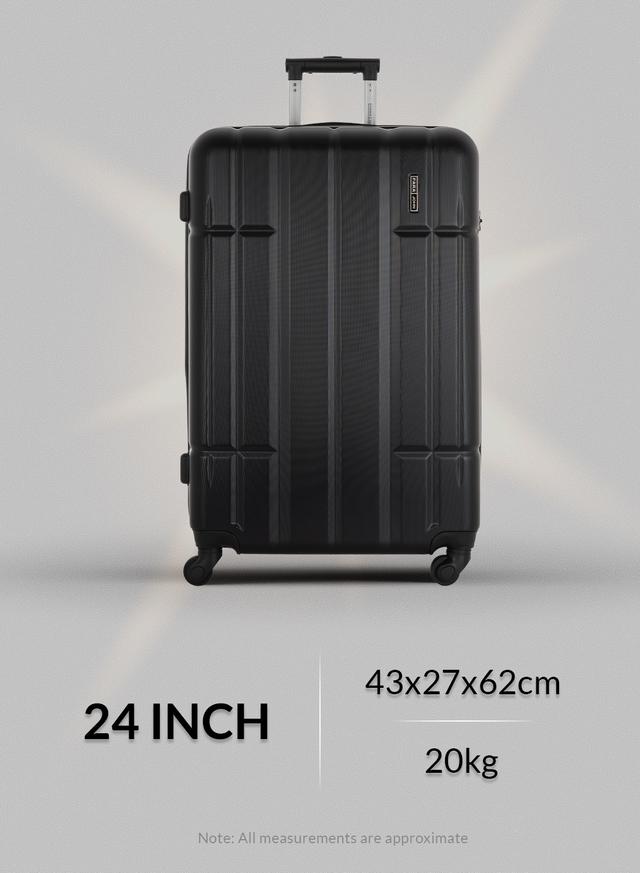 طقم حقائب سفر 4 حقائب (20 ، 24 ، 28 ، 32) بوصة مادة PVC أسود PARA JOHN - 4 Pcs Alle Trolley Luggage Set, Black - SW1hZ2U6MTQwODEzMA==