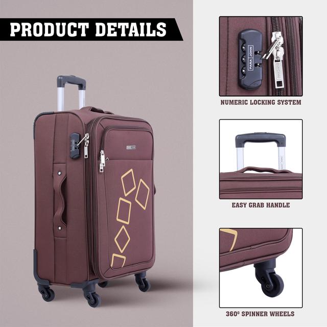 طقم حقائب سفر 4 حقائب مادة نايلون بعجلات دوارة (20 ، 24 ، 28 ، 32) بوصة لون القهوة PARA JOHN – Travel Luggage Suitcase Set of 4 – Trolley Bag, Carry On Hand Cabin Luggage Bag (20 ، 24 ، 28 ، 32) inch - SW1hZ2U6NDM4MTk3