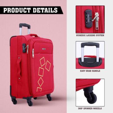 طقم حقائب سفر 4 حقائب نايلون بعجلات دوارة (20 ، 24 ، 28 ، 32) بوصة أحمر PARA JOHN - Travel Luggage Suitcase Set of 4 - (20 ، 24 ، 28 ، 32) inch