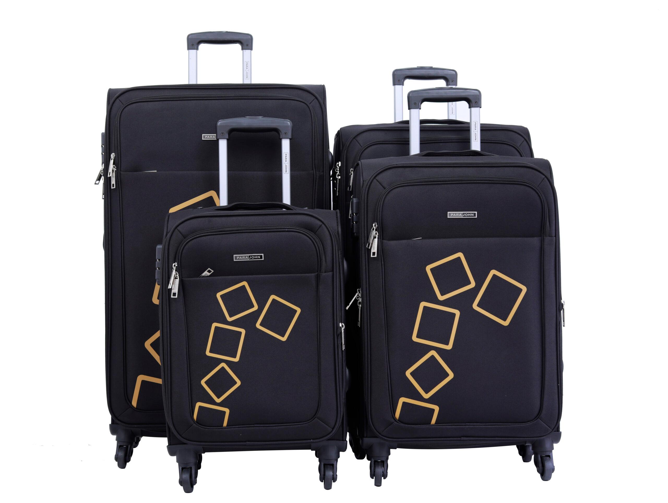 طقم حقائب سفر 4 حقائب نايلون بعجلات دوارة (20 ، 24 ، 28 ، 32) بوصة أسود PARA JOHN - Travel Luggage Suitcase Set of 4 - Trolley Bag (20 ، 24 ، 28 ، 32) inch