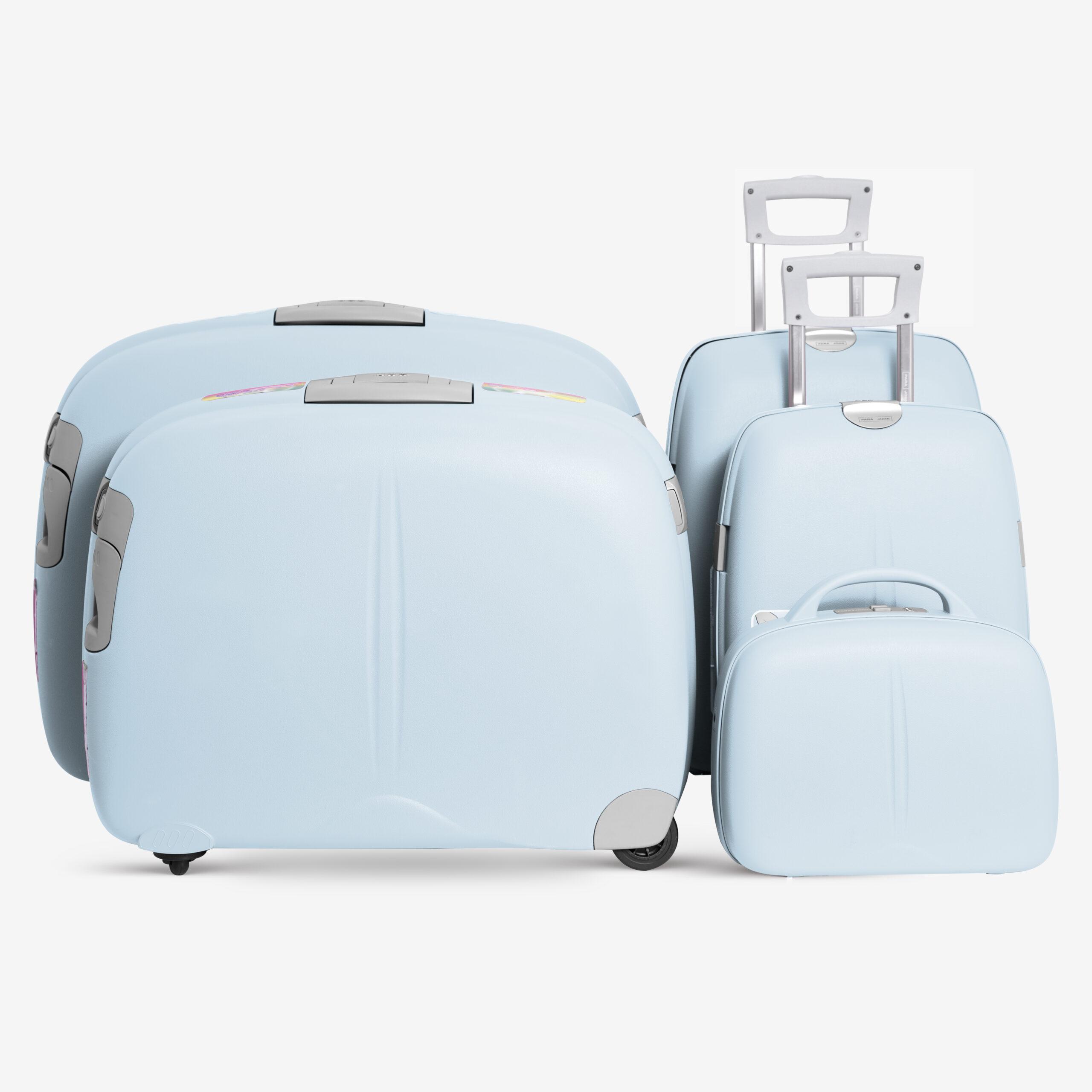 طقم حقائب سفر دوارة 5 حقائب (14 - 18 - 22 - 27 - 31) بوصة PP أزرق سماوي PARA JOHN 3 Pcs Travel Luggage Suitcase Set of 5 Trolley Bag