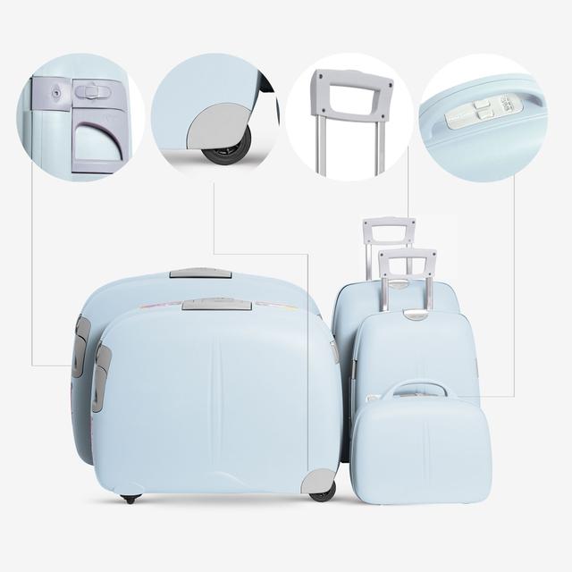 طقم حقائب سفر دوارة 5 حقائب (14 - 18 - 22 - 27 - 31) بوصة PP أزرق سماوي PARA JOHN 3 Pcs Travel Luggage Suitcase Set of 5 Trolley Bag - SW1hZ2U6NDM4MzM4