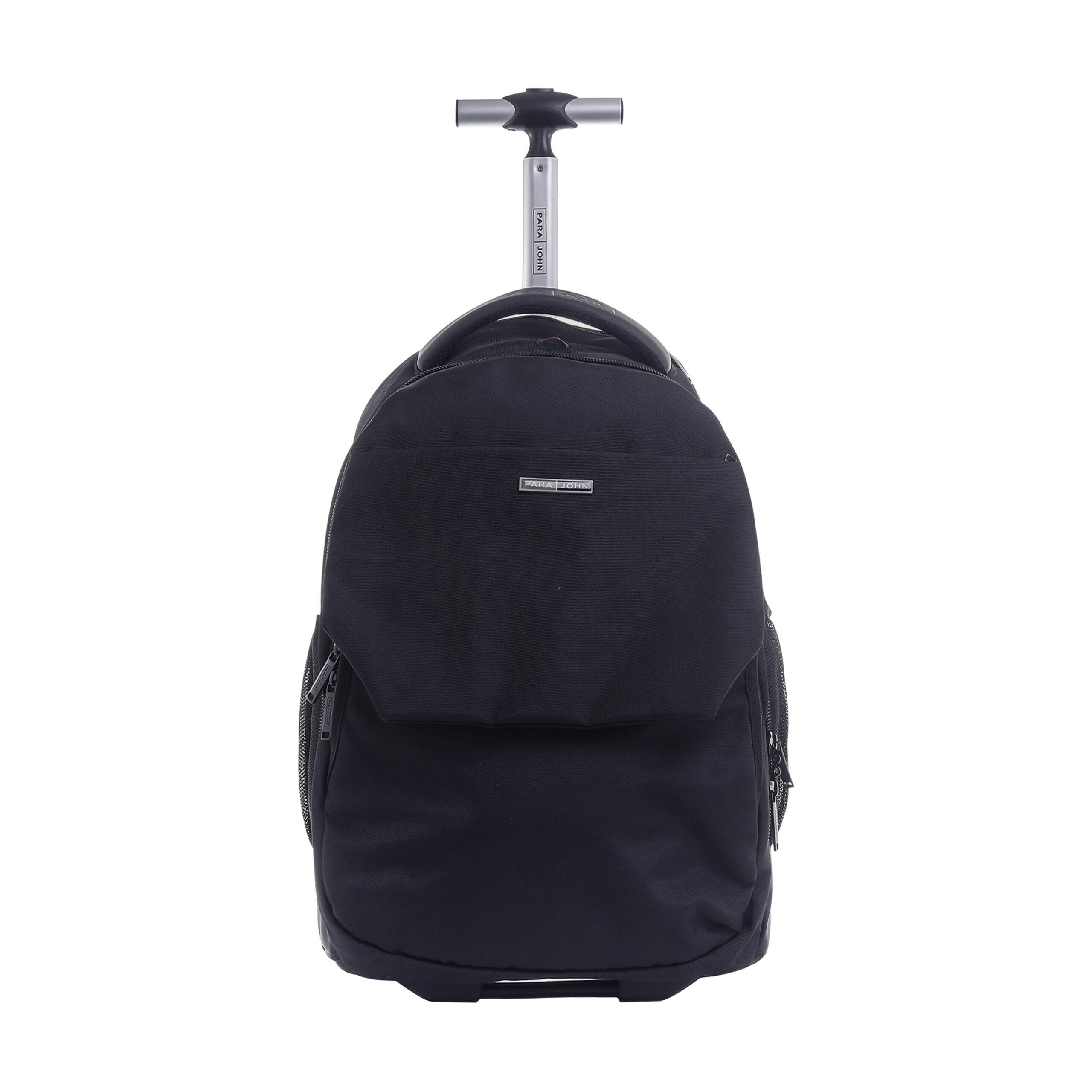 شنطة ظهر قياس 20 بوصة مع عجلات لون أسود Rolling Wheeled Backpack, 20’’ Business Travel Laptop Backpack - PARA JOHN