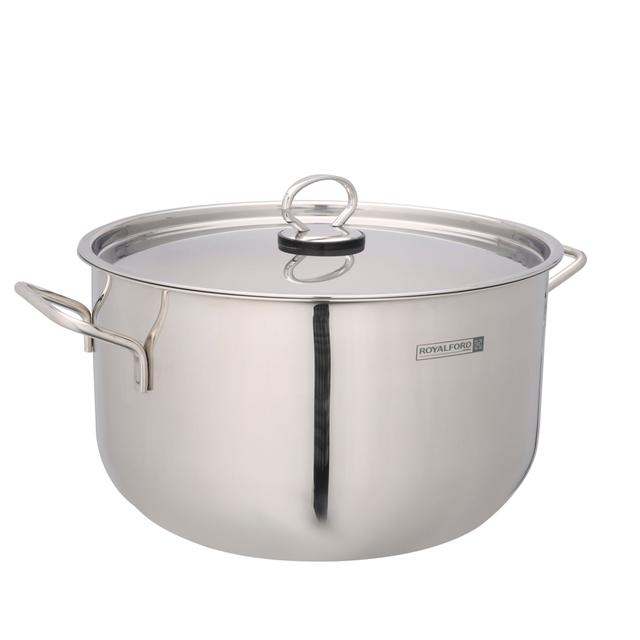 Royalford 30cm Stainless Steel Casserole with Lid, RF10127 | Encapsulated Aluminium Middle Layer | Compatible with Induction, Hot Plate, Halogen, Gas | Strong & Sturdy Handle - SW1hZ2U6NDQ5NTc2