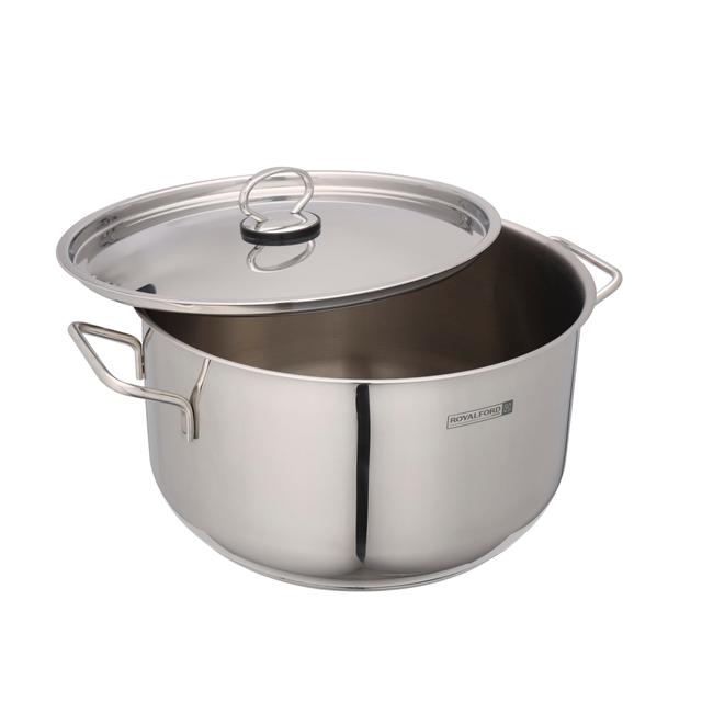 Royalford 30cm Stainless Steel Casserole with Lid, RF10127 | Encapsulated Aluminium Middle Layer | Compatible with Induction, Hot Plate, Halogen, Gas | Strong & Sturdy Handle - SW1hZ2U6NDQ5NTc4