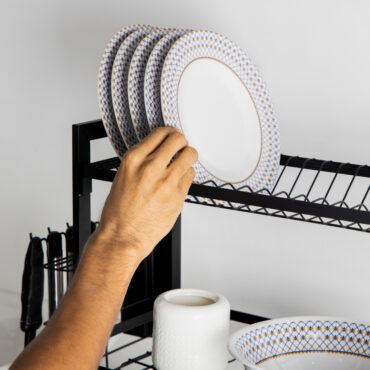 سلة تجفيف الصحون  ( 3 رف ) - أسود Royalford -  Stainless Steel Dish Rack, Holds 17 Plates