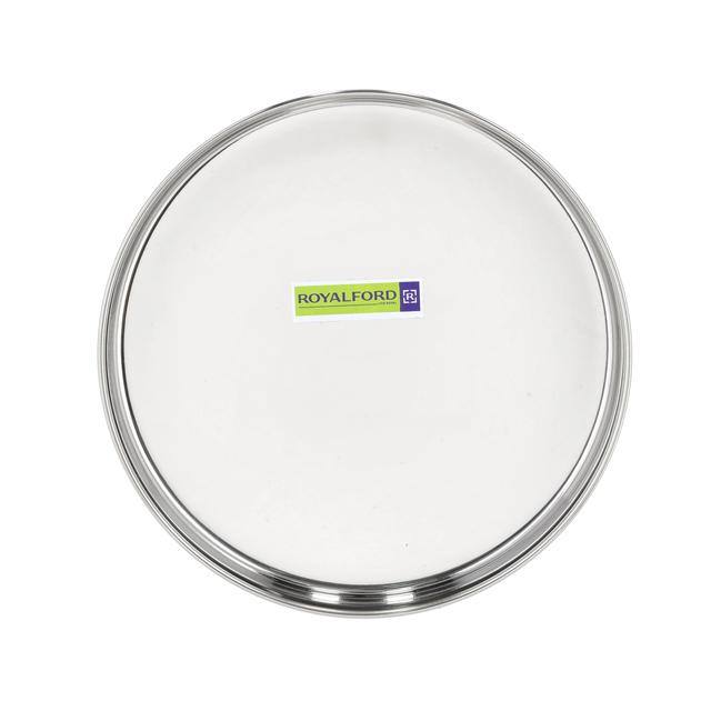 Royalford Khumcha Plate, Stainless Steel,24cm, RF10158 - Dinner Plate for Kids, Toddlers, Children, Feeding Serving Camping Plates, Reusable and Dishwasher Safe, Heavy Duty Kitchenware Round Plate, Thali Plate - SW1hZ2U6NDQ5ODQ5