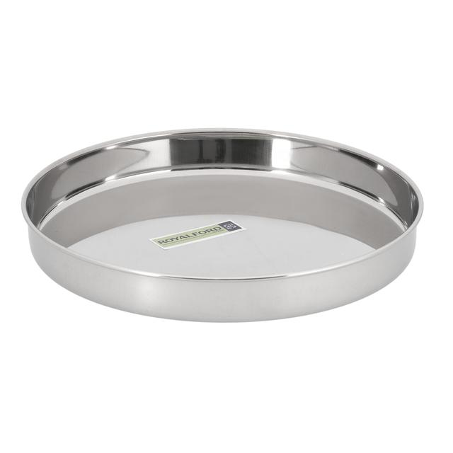 Royalford Khumcha Plate, Stainless Steel,24cm, RF10158 - Dinner Plate for Kids, Toddlers, Children, Feeding Serving Camping Plates, Reusable and Dishwasher Safe, Heavy Duty Kitchenware Round Plate, Thali Plate - SW1hZ2U6NDQ5ODM3