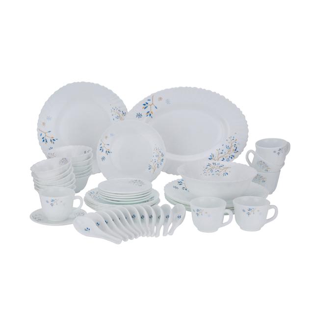 Royalford 50 Pcs Opalware Dinner Set, RF10202 | Assorted Design | Lightweight, Beautiful Design Opal Dishes Sets Service for 6 - SW1hZ2U6NDQwMjA5