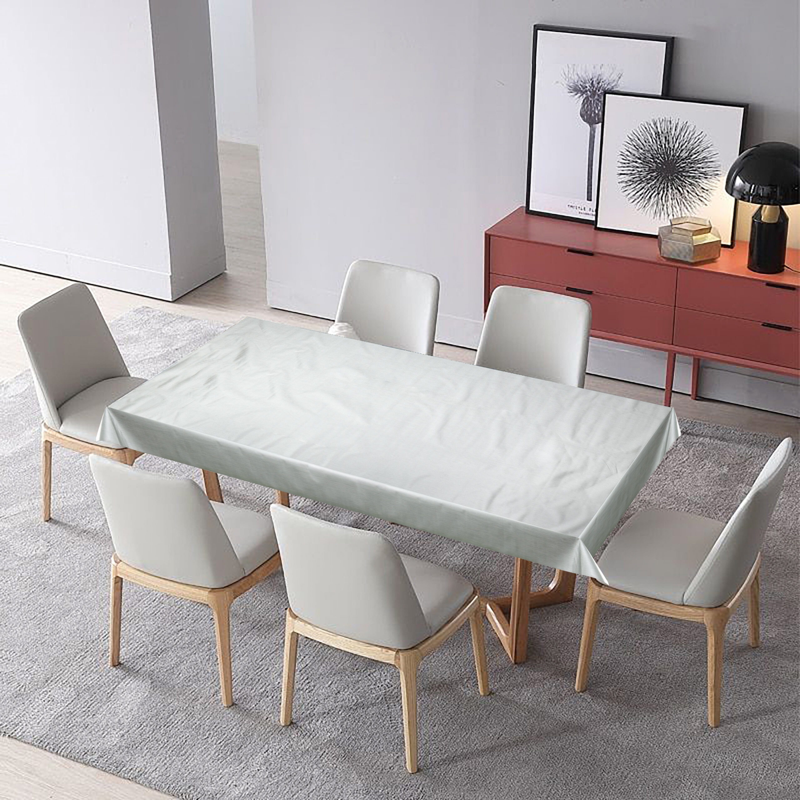 مفرش طاولة (غطاء) 1.37 × 2 متر - فضي Royalford Brushed Metallic Silver Finish Table Cloth