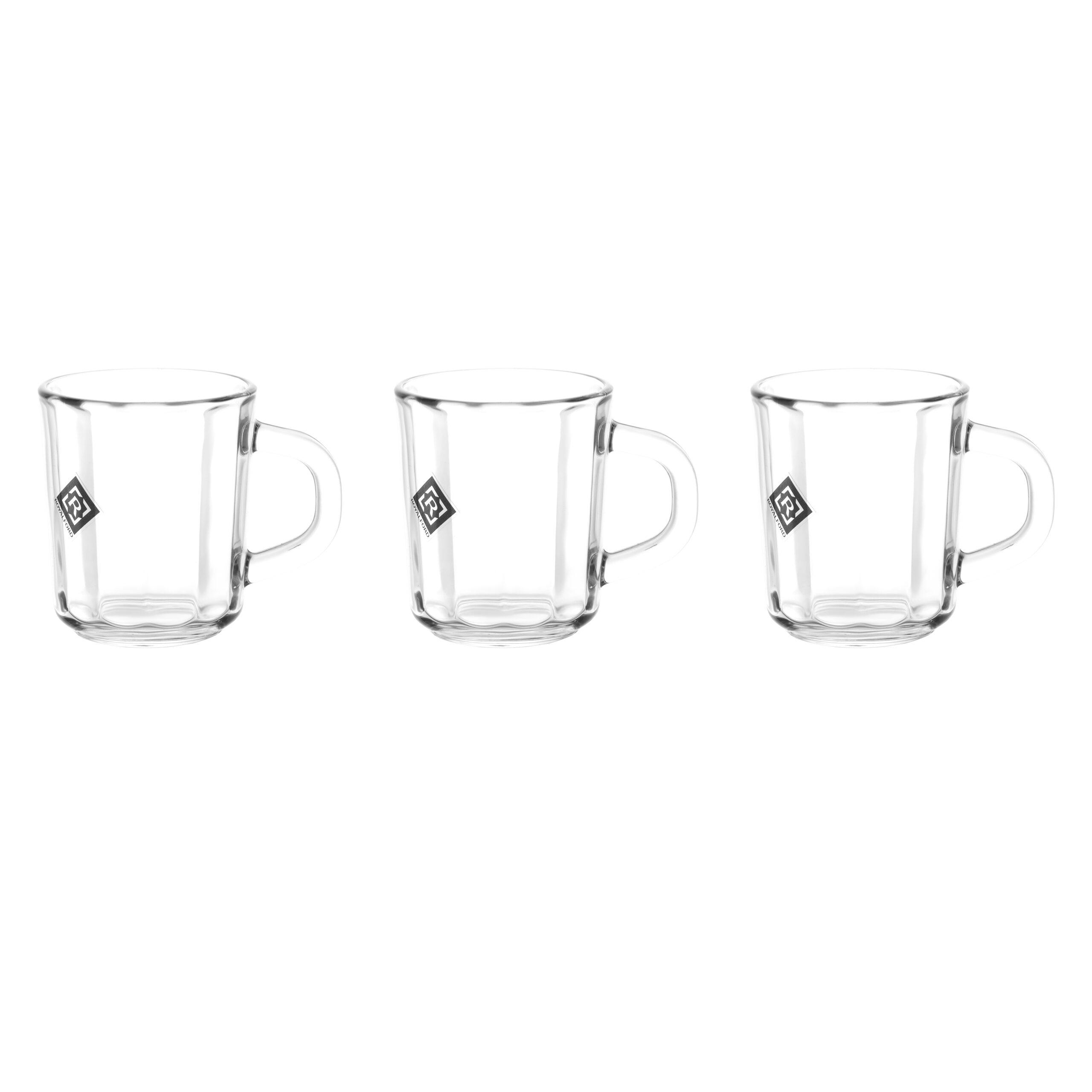 أكواب زجاجية عدد 3 سعة 235 مل ( 8 أونصة) Royalford - 3 Pcs Glass Mug Set With Handle, 235ml/8oz