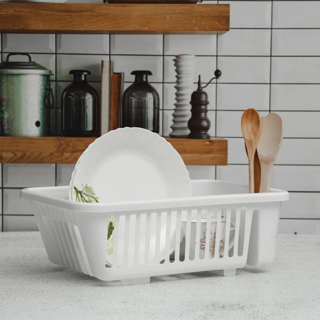 Royalford Dish Drainer With Detachable Tray, RF10470 | Utensil & Plates Holder with Plastic Drain Boards & Organization Shelf | Compact & Durable | Ideal Small/ Medium/ Large Kitchens - SW1hZ2U6NDQ5Njky