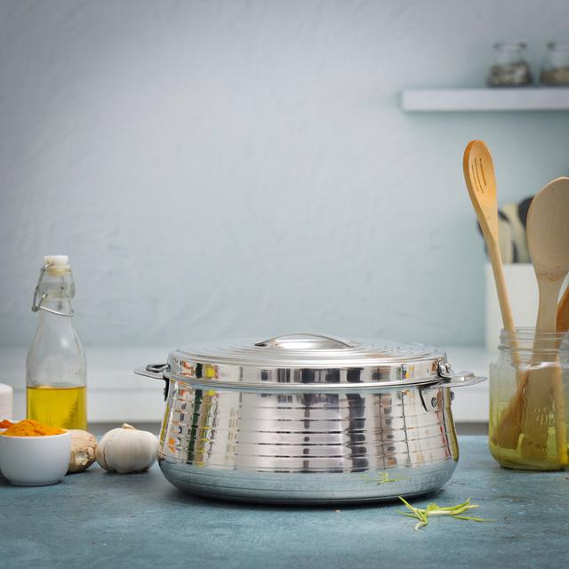 Royalford Hilux Double Wall Stainless Steel Hot Pot, RF10535 | Strong Handles & Firm Twist Lock | Steel Serving Pot, Chapati Storage Box, Roti Serving Pot - SW1hZ2U6NDQ2NTY4