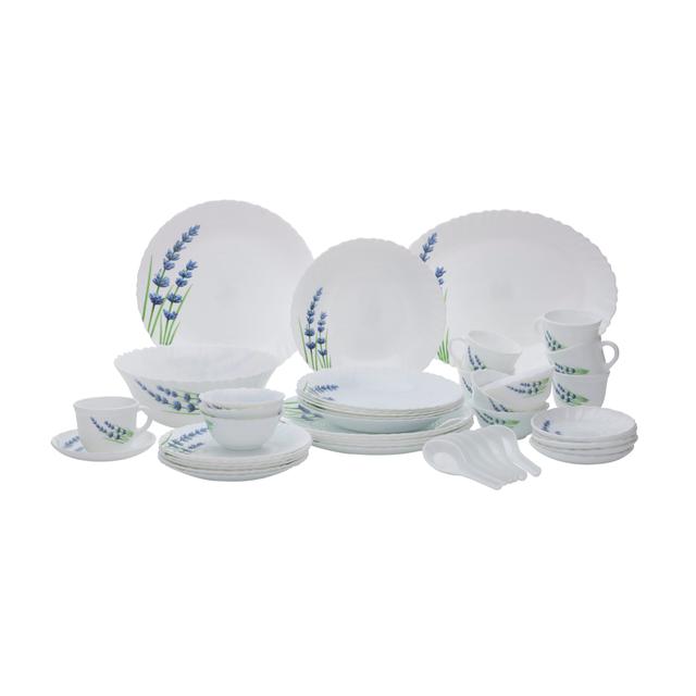 Royalford 44 Pcs Opalware Dinner Set, English Lavender, RF10679 | Elegant Floral Design | Dishwasher safe | Freezer Safe | Opal Dishes Sets Service for 6 - SW1hZ2U6NDQwMTMx