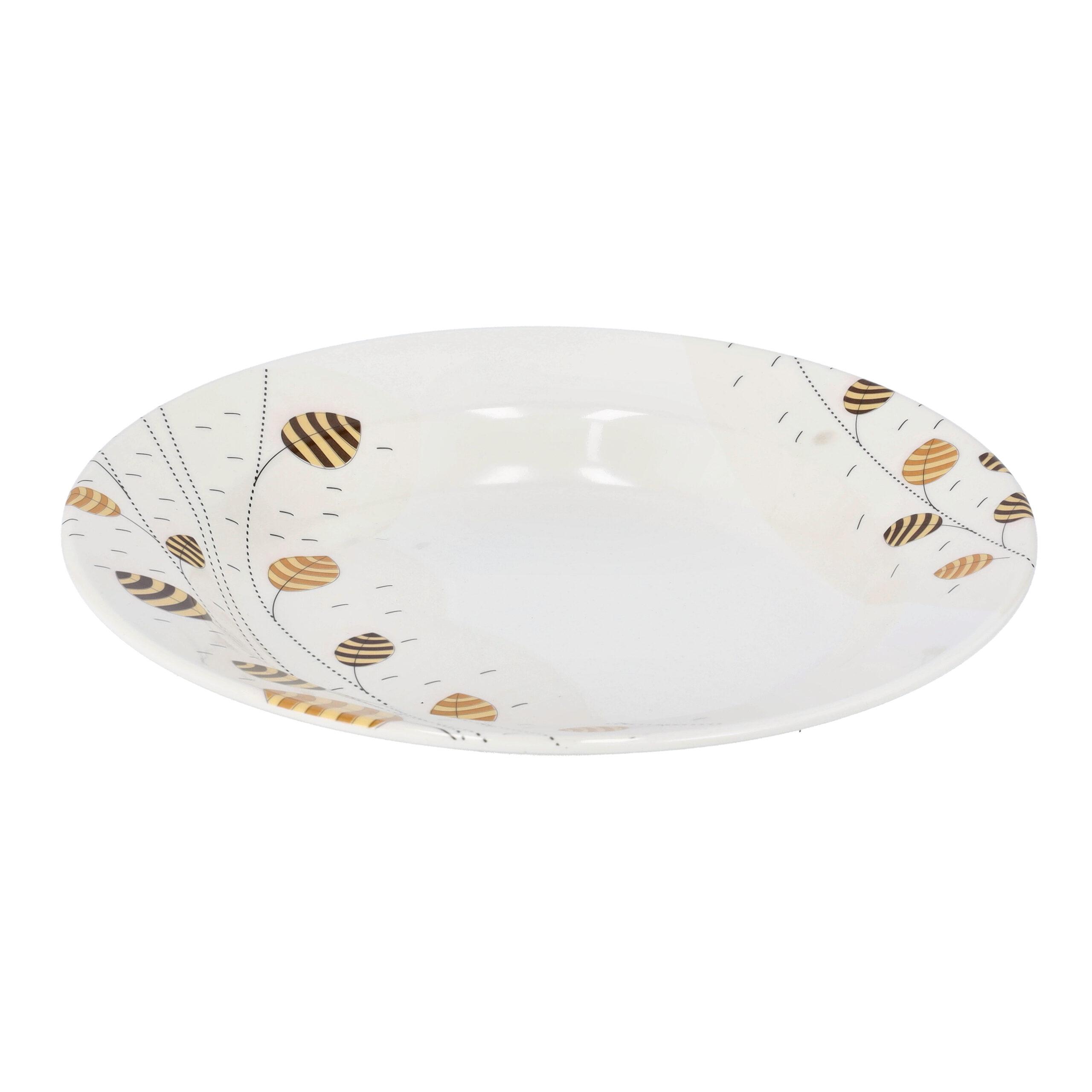 صحن تقديم عميق ميلامين 10 بوصة Royalford - 10" Deep Dinner Plate, Melamine Ware , Plate with Elegant Leaf Design