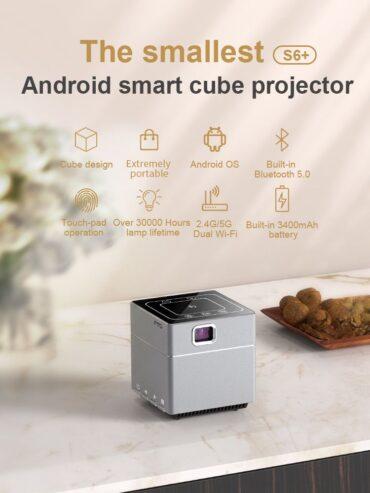 بروجكتر صغير للجوال بنظام أندرويد 1080 بكسل مع بطارية Battery 1080p Android Smart Cube Projector - 2}