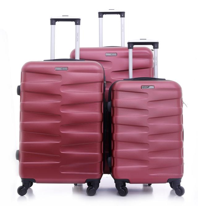 طقم حقائب سفر 3 حقائب مادة ABS بعجلات دوارة (20 ، 24 ، 28) بوصة أحمر برغندي PARA JOHN – Travel Luggage Suitcase, Set of 3 – Trolley Bag, Carry On Hand Cabin Luggage Bag - SW1hZ2U6NDM3Nzcx