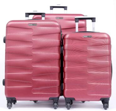 طقم حقائب سفر 3 حقائب مادة ABS بعجلات دوارة (20 ، 24 ، 28) بوصة أحمر PARA JOHN - Travel Luggage Suitcase Set of 3 -  Trolley Bag, Carry On Hand Cabin Luggage Bag (20 ، 24 ، 28) inch