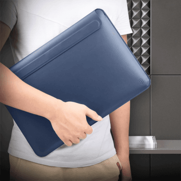 حقيبة ماك بوك برو 16.2 بوصة جلد أزرق داكن WIWU - SKIN PRO II PU LEATHER SLEEVE FOR MACBOOK PRO 16.2" - NAVY BLUE - 3}