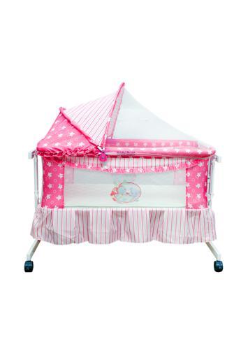 سرير للأطفال مع ناموسية زهري Baby Crib - Baby Plus