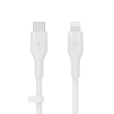Belkin BOOST CHARGEâ„¢ Flex USB-C to Lightning Connector Soft-touch Silicone- 1M - White - SW1hZ2U6NTIzMjg2