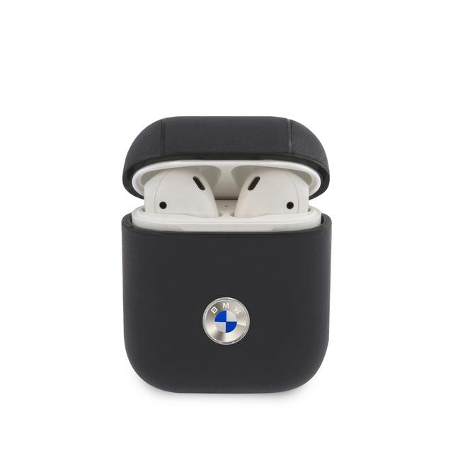 BMW Signature Collection PC Genuine Leather Case with Metal Logo Silver for Airpods 1/2 - Navy - SW1hZ2U6NTIzNzE3
