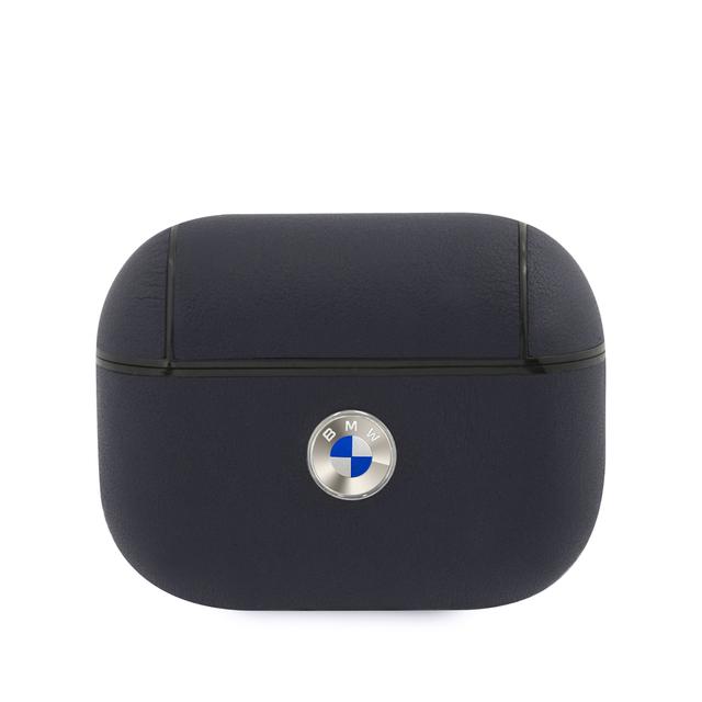 كفر ايربودز ( كفر سماعة ) جلدي - كحلي BMW - Signature Collection PC Genuine Leather Case with Metal Logo Silver for Airpods Pro - SW1hZ2U6NTIzNzI0