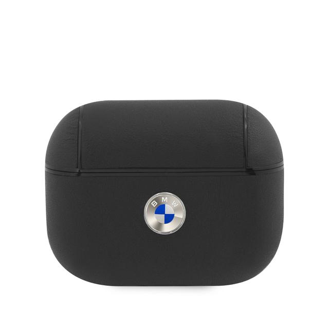 كفر ايربودز ( كفر سماعة ) جلدي - اسود  BMW - Signature Collection PC Genuine Leather Case with Metal Logo Silver for Airpods Pro - SW1hZ2U6NTIzNzUx