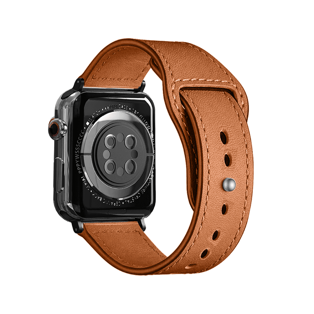 سوار ساعة ابل بني by Porodo Leather Loop Watch Band for Apple Watch 44mm / 45mm من iGuard