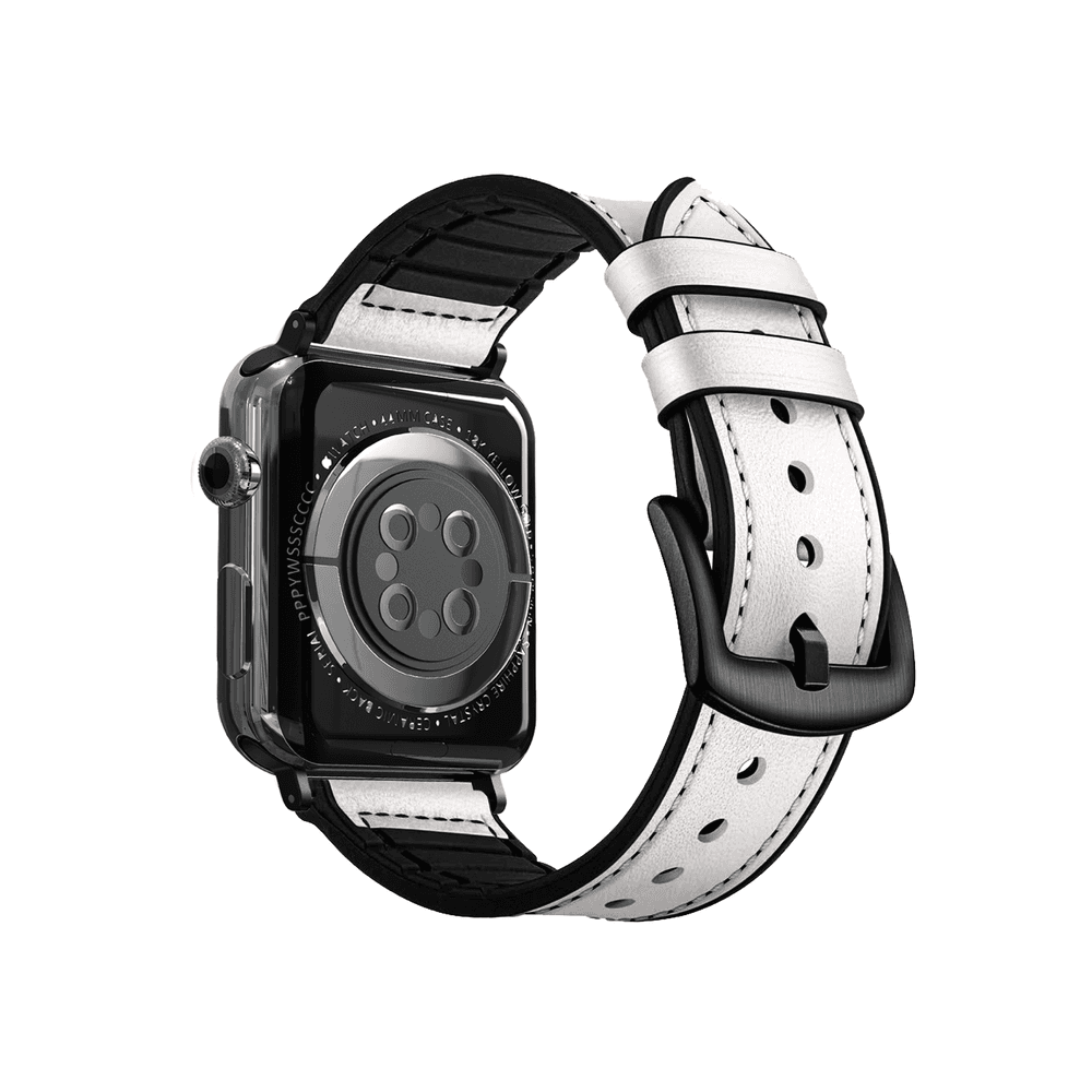 سوار ساعة ابل ابيض by Porodo Leather Silicone Watch Band for Apple Watch 44mm / 45mm من iGuard