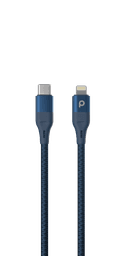 كيبل شحن من USB-C الى Lightning أزرق Aluminum Braided Lightning Cable - Porodo - SW1hZ2U6NTI1MjY5