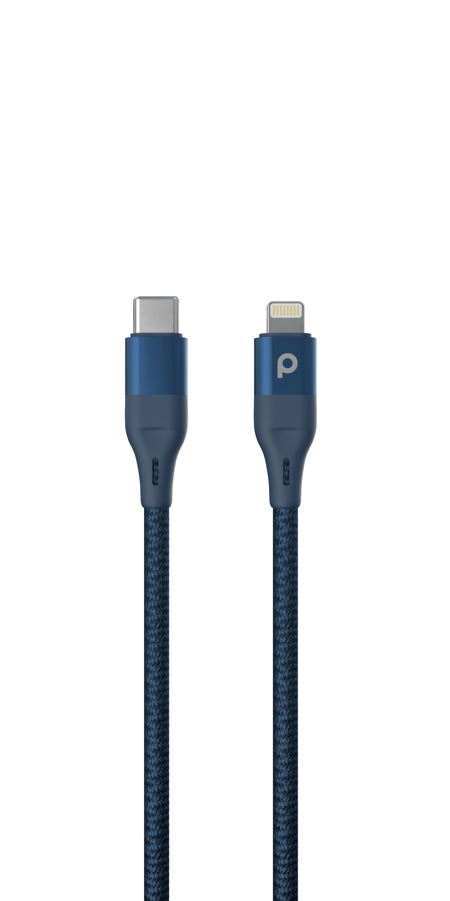كيبل شحن من USB-C الى Lightning أزرق Aluminum Braided Lightning Cable - Porodo