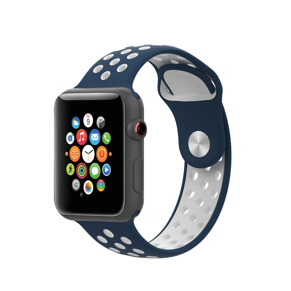 سوار ساعة ابل ازرق و ابيض by Porodo Sport Silicone Watch Band for Apple Watch 44mm / 45mm من iGuard