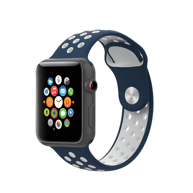 سوار ساعة ابل ازرق و ابيض by Porodo Sport Silicone Watch Band for Apple Watch 44mm / 45mm من iGuard - SW1hZ2U6NTI1Njgy