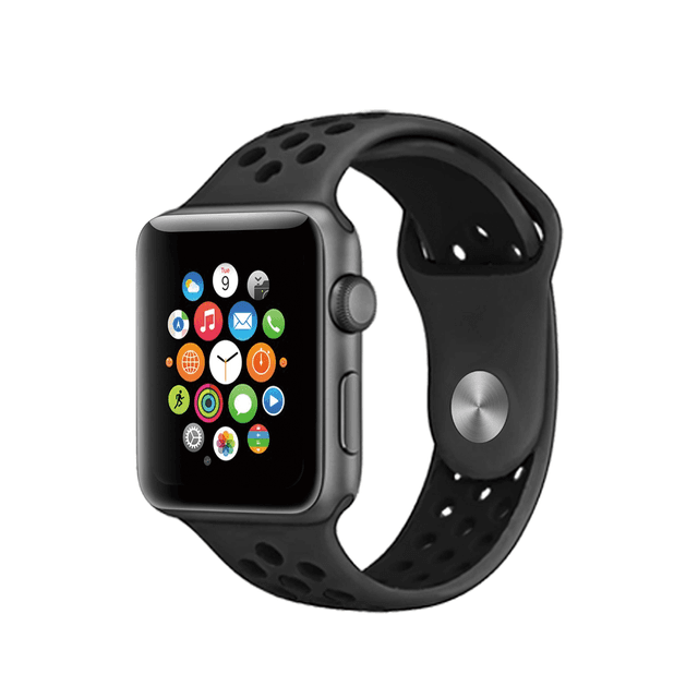 iGuard by Porodo Sport Silicone Watch Band for Apple Watch 44mm / 45mm - Gray/Black - SW1hZ2U6NTI1Njk3